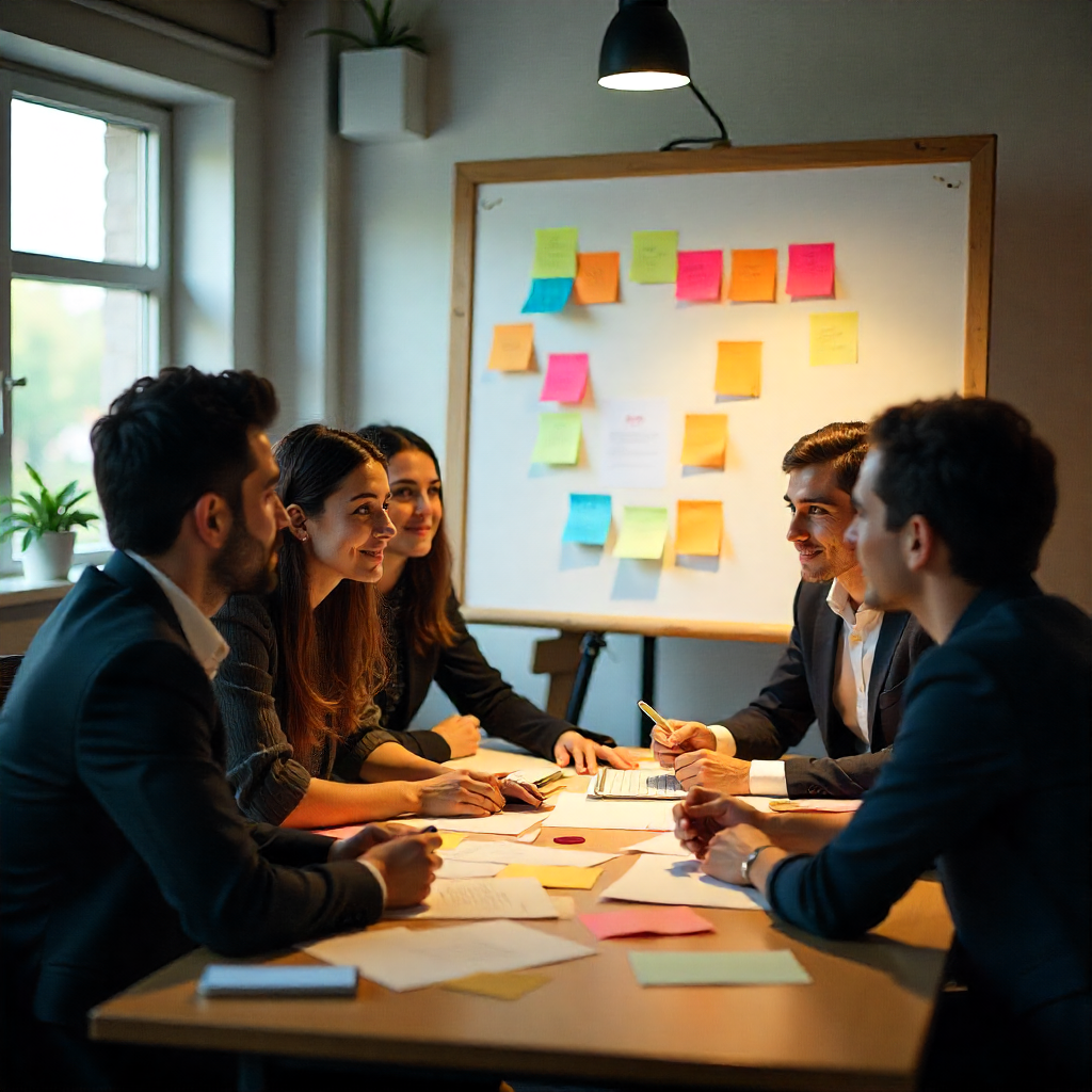 Equipo colaborando en proyecto de diseño