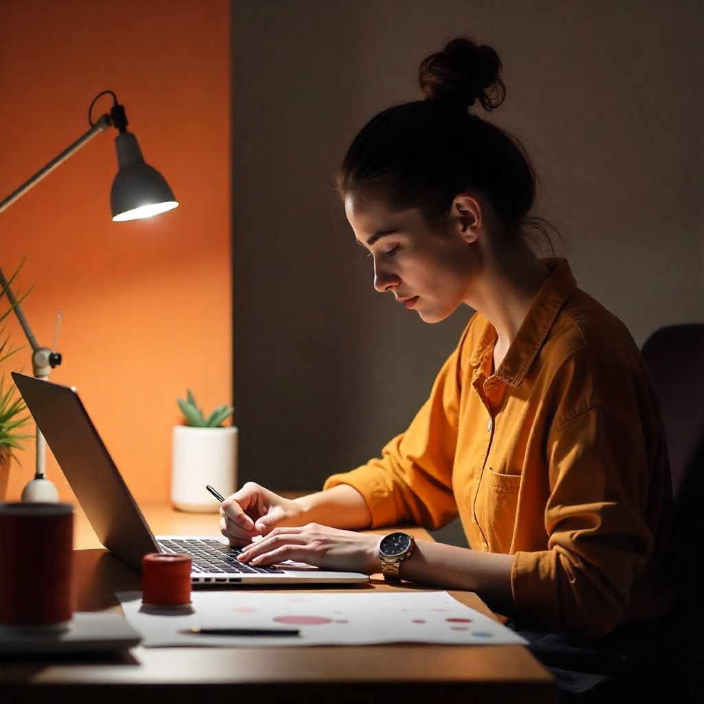 Diseñadora trabajando en estudio creativo